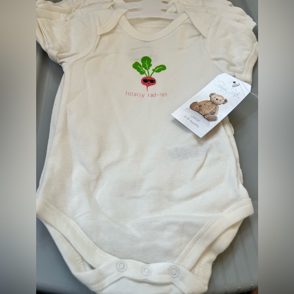 6-9m Rene Rofe Baby Onesies shirt Set of 5 Veggies vegetable garden 100% cotton - Picture 7 of 9